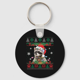 Llavero Raccoon Santa Hat Navidades Ugly Sweater Animales 