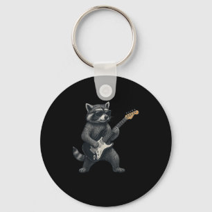 Llavero Raccoon Tocando Rock De Guitarra Y Regalo De Rollo