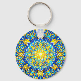 Llavero Radiant Blue Gold Mandala – Sun Harmony Keychain S