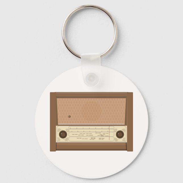 Llavero Radio de madera retro de la década de 1940 (Anverso)