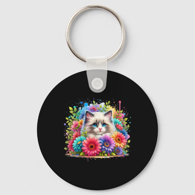 Llavero Ragdoll Cat Mom Mother39s Day Watercolor Colorful (Anverso)