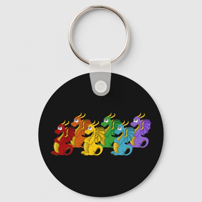 Llavero Rainbow colorful dragons cartoon  (Anverso)