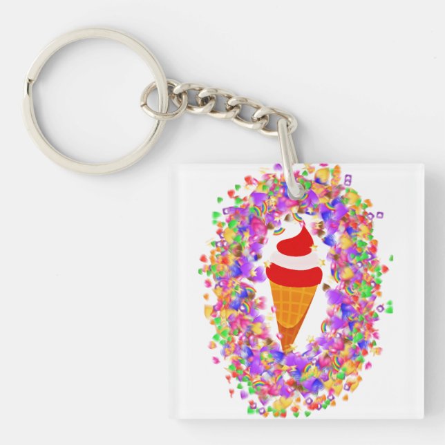 Llavero Rainbow Confetti Swirl Ice Cream (Frente)