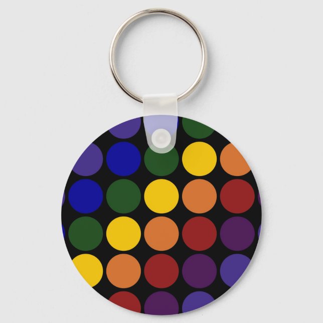 Llavero Rainbow Polka Dots on Black (Anverso)