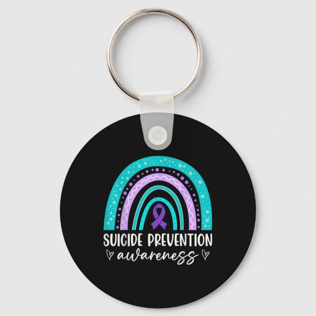 Llavero Rainbow Suicide Prevention Awareness Teal Amp Pu  (Anverso)