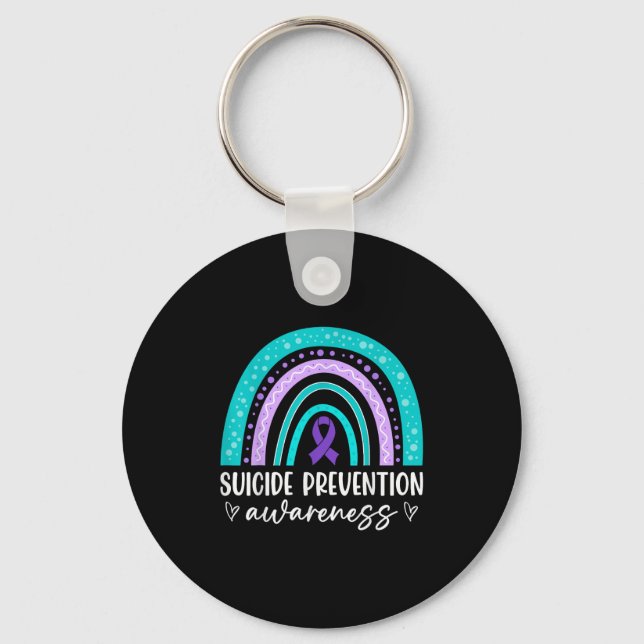 Llavero Rainbow Suicide Prevention Awareness Teal &amp; Pu (Anverso)