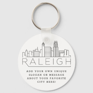 Llavero Raleigh, línea estilizada NC   Lema Personalizado