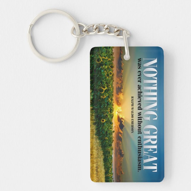 Llavero Ralph Waldo Emerson Entusiasmo por la cita Inspira (Frente)