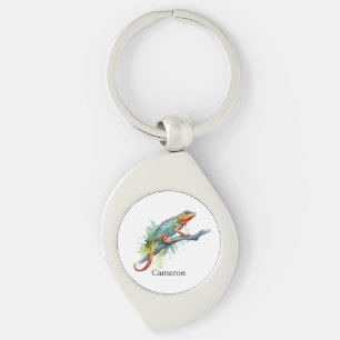Llavero Rama de Colores: Arte de Camaleón, personalizado
