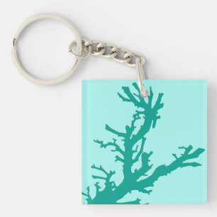 Llavero Rama de coral - turquesa y aqua