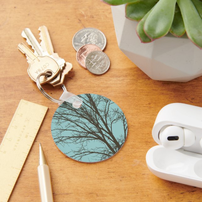 Llavero Ramas de árbol marrones azul rústico (Escritorio )