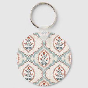 Llavero Ramas de flores antiguas, textiles indios.