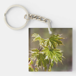 Llavero Ramia de arce verde liso con hojas pequeñas