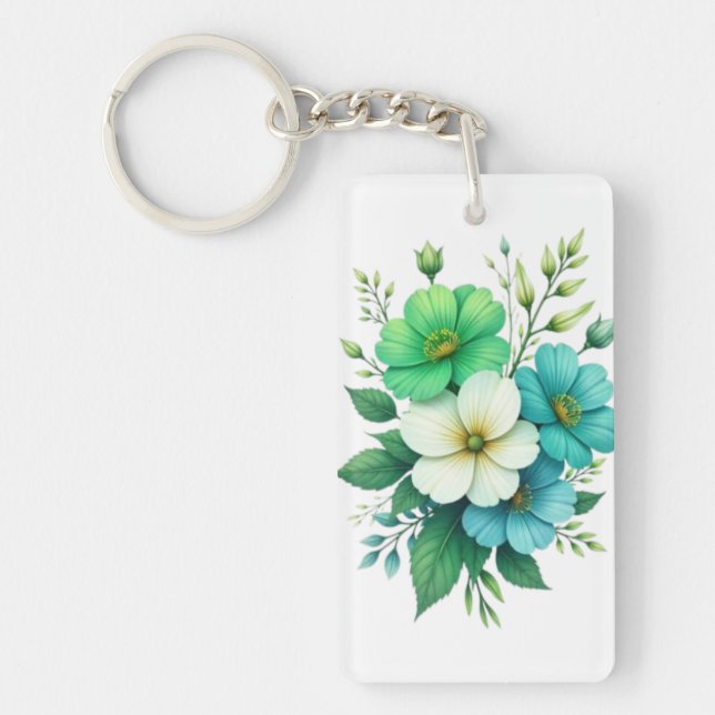 Llavero Ramo de Flores Blancas y Azules-57453 (Frente)