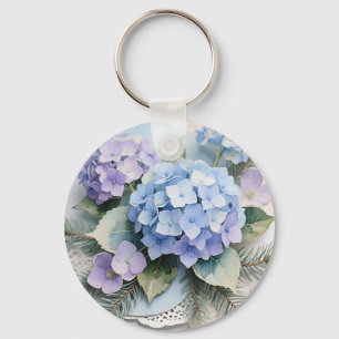Llavero Ramo de Hortensias Azules Aquarela Serenidad
