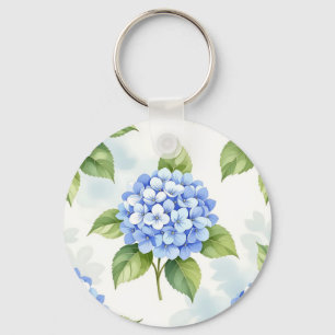 Llavero Ramo de Hortensias Azules Pastel Patrón