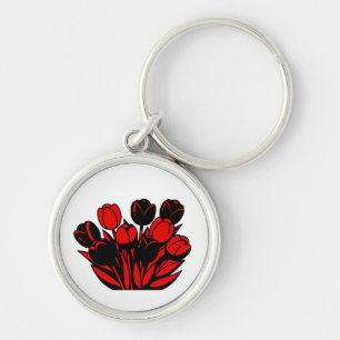 Llavero Ramo de tulipanes rojos y negros