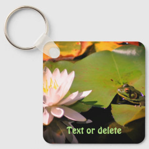 Llavero Rana Admirando a Lotus Water Lily Personalizada