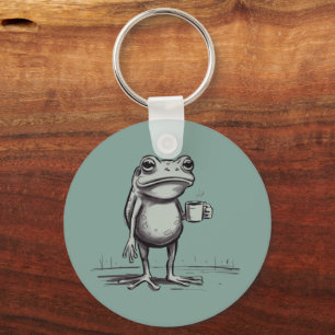 Llavero Rana bebiendo meme de café Sapo místico Amante de
