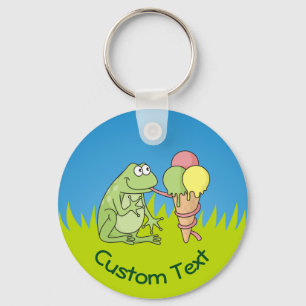 Llavero Rana con icecream en la cadena de claves de hierba