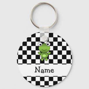 Llavero Rana de nombre personalizada checos en blanco y ne