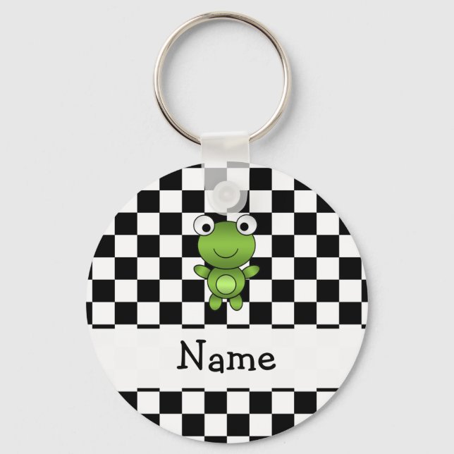 Llavero Rana de nombre personalizada checos en blanco y ne (Anverso)