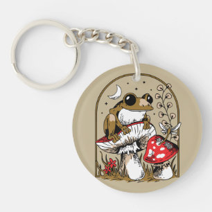 Llavero Rana en hongo bajo cielo lunar