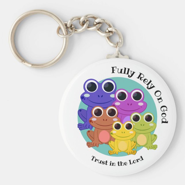 Llavero Rana personalizado DEPENDE PLENAMENTE DE DIOS Cris (Frente)