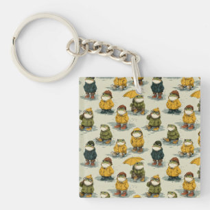 Llavero Ranas Caprichosas con Impermeables Estampado