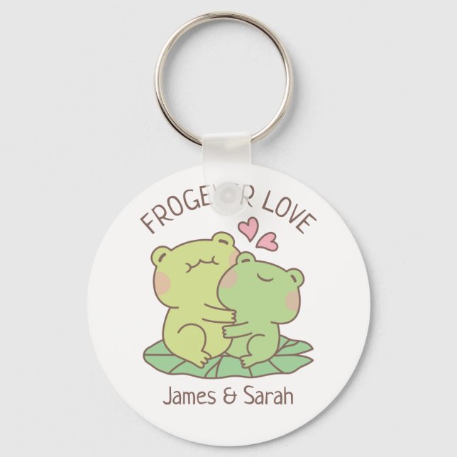 Llavero Ranas De Abrazo Cutáneo Frogever Love Pun (Anverso)