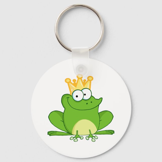 Llavero Ranas de rana King Crown Green Cute Personalizado  (Anverso)