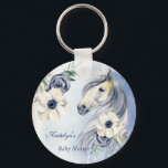 Llavero Rancho de caballo acuarela flores de bebé ducha<br><div class="desc">Hípica rancho acuarela flores de bebé ducha gracias a los keychain personalizados.</div>