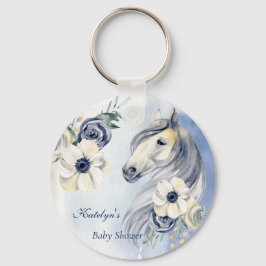 Llavero Rancho de caballo acuarela flores de bebé ducha