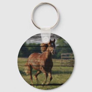 Llavero Rancho del campo de Woodgrain de Barn Galloping Ca