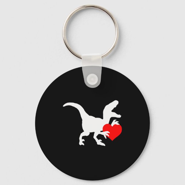 Llavero Raptor Love Valentines Day Gift Dino Raptor Heart  (Anverso)