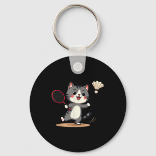 Llavero Raqueta de bádminton divertida gato lindo volante 
