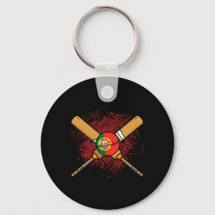 Llavero Raqueta de cricket portuguesa y bandera Ll de Port