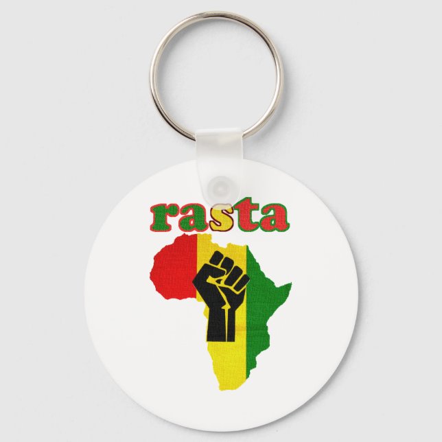 Llavero Rasta Black Power Fist sobre África (Anverso)
