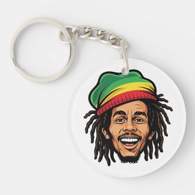 Llavero Rasta Roots & Ritmos Reggae - Icónico Bob Marley (Frente)