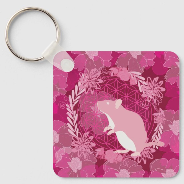 Llavero rat,flower of life, rose, mandala,zen,chakra,patte (Anverso)