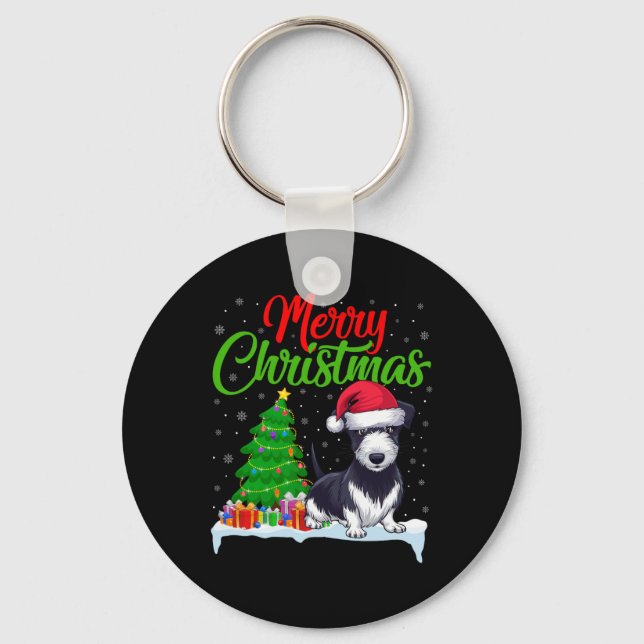 Llavero Rat Terrier Dog Árbol de Navidad enciende divertid (Anverso)