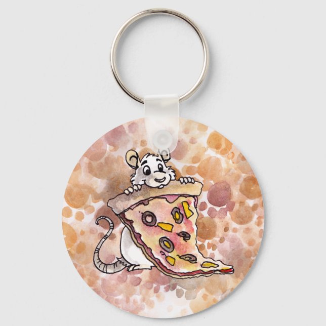 Llavero Rata con Pizza Keychain (Anverso)