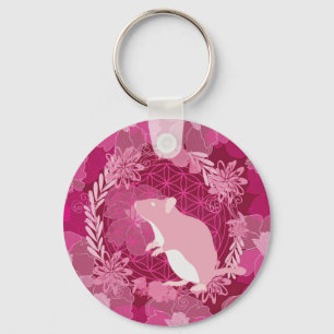 Llavero rata,flor de la vida, rosa, mandala,zen,chakra,pat