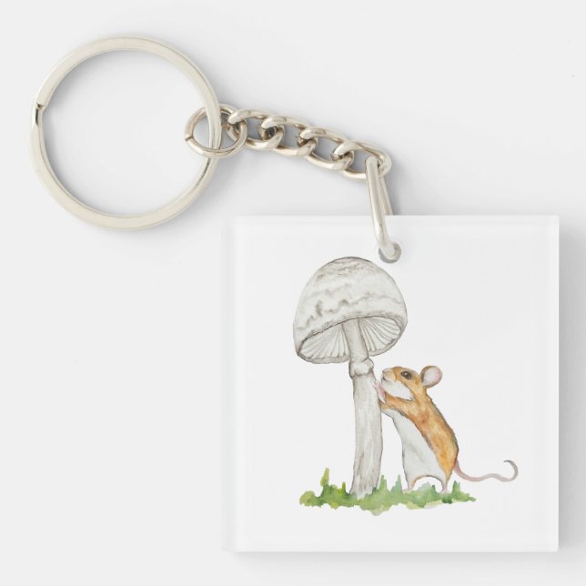 Llavero Ratón de campo y hongo realistas (Frente)