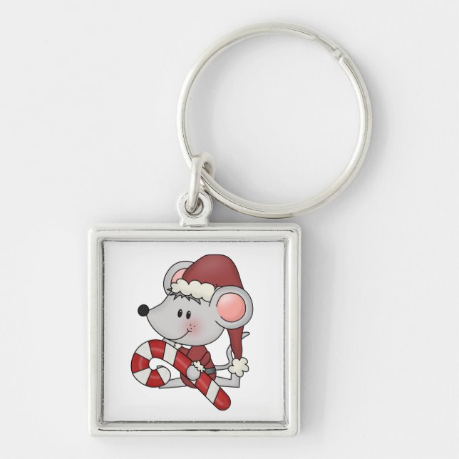 Llavero Ratón del navidad con el bastón de caramelo (Frente)