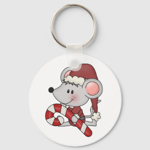 Llavero Ratón del navidad con el bastón de caramelo