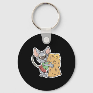 Llavero ratón feliz con queso