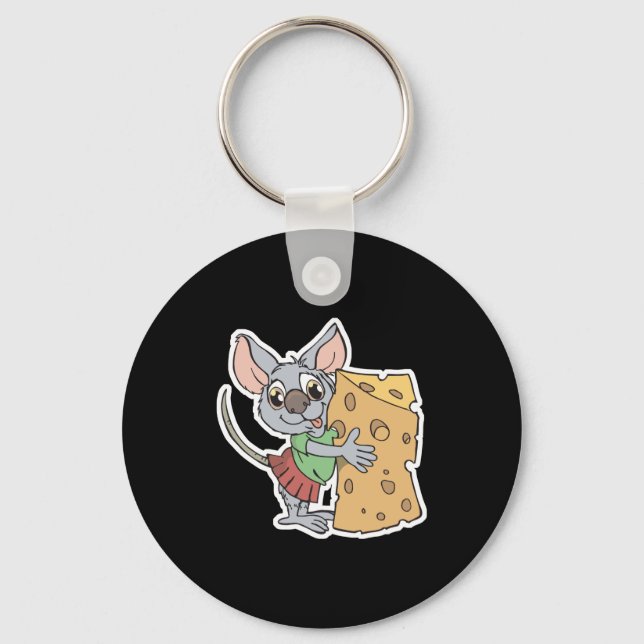Llavero ratón feliz con queso (Anverso)