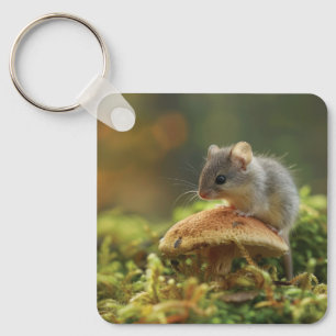 Llavero Ratón pequeño sentado en la parte superior de un h