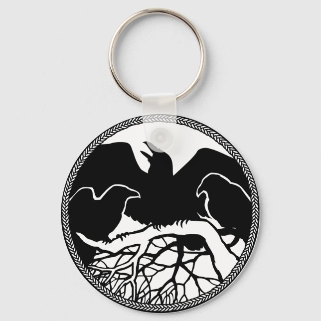 Llavero Raven Art Keychain Wildlife Crow / Raven Gifts (Anverso)
